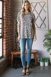 Heimish Leopard Round Neck Petal Sleeve T-Shirt