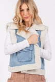 SAGE + FIG Pocketed Collared Neck Sherpa Vest