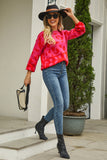 Woven Right Leopard Round Neck Dropped Shoulder Sweater