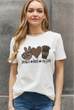 Simply Love Full Size PEACE LOVE COFFEE Graphic Cotton Tee