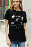 Simply Love Full Size EASILY DISTRACTED BY CATS Graphic Cotton Tee