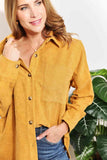 HEYSON Full Size Oversized Corduroy Button-Down Tunic Shirt with Bust Pocket