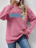 AMERICA Round Neck Dropped Shoulder Sweatshirt