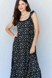 Doublju In The Garden Ruffle Floral Maxi Dress in Black Yellow Floral
