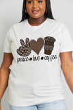 Simply Love Full Size PEACE LOVE COFFEE Graphic Cotton Tee