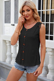Eyelet Round Neck Wide Strap Tank