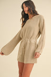 MABLE Round Neck Long Sleeve Sweater Romper