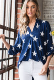 Heimish Full Size Roll-Tab Sleeve Star Print Top