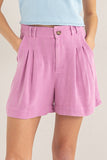 HYFVE High Waist Pleated Linen Shorts