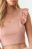 Le Lis Ruffled Cap Sleeve Square Neck Crop Top