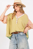 SAGE + FIG Color Block Bubble Sleeve Top