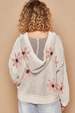 POL Floral Pattern Hooded High-Low Sweater