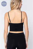 ACTIVE BASIC Round Neck Crop Rib Seamless Cami