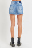 RISEN Full Size High Rise Distressed Raw Hem Denim Shorts