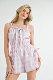 MABLE Plaid Sleeveless Button Down Romper