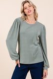 Mittoshop Round Neck Long Sleeve Rib Knit Top