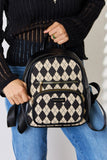 David Jones Argyle Pattern PU Leather Backpack