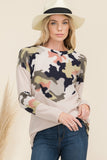 Celeste Full Size Camo Print Contrast Long Sleeve T-Shirt