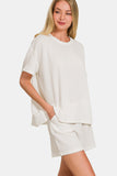 Zenana Rib Short Sleeve T-Shirt and Shorts Set