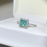 2 Carat 925 Sterling Silver Moissanite Square Shape Ring