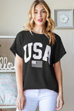 Heimish Full Size USA Graphic Short Sleeve Ribbed Top