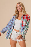 BiBi Color Block Plaid Button Down Shirt