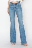 RISEN Mid Rise Flare Jeans with Pockets