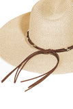 Fame Rope Strap Wide Brim Weave Hat