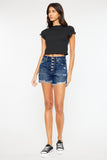 Kancan Raw Hem Button-Fly Denim Shorts