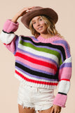 BiBi Multi Color Striped Cropped Sweater