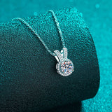 1 Carat Moissanite Rabbit Ears Shape Pendant Necklace