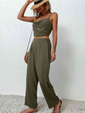 Crisscross Back Cropped Top and Pants Set