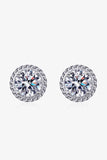 1 Carat Moissanite Rhodium-Plated Round Stud Earrings