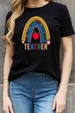 Simply Love Full Size TEACHER Rainbow Graphic Cotton Tee