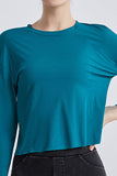 Round Neck Dropped Shoulder Active T-Shirt