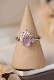 High Quality Natural Moonstone 18K Rose Gold-Plated 925 Sterling Silver Ring