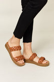 WILD DIVA Woven Dual Band Platform Sandals