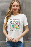 Simply Love Full Size CREATE HAPPINESS GROW POSITIVITY Graphic Cotton Tee