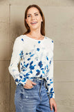 Woven Right Floral Button Front Round Neck Cardigan