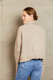 Woven Right Half Zip Mixed Knit Collared Sweater