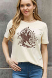 Simply Love Full Size Cowboy Boots Flower Graphic Cotton Tee