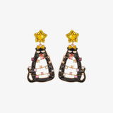 Rhinestone Alloy Cat Earrings