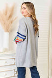 Double Take Multicolored Stripe Open Front Longline Cardigan