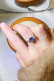 1 Carat Moissanite Heart-Shaped Platinum-Plated Ring in Blue