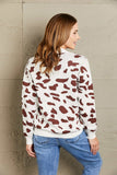 Woven Right Animal Print Button Front Sweater Cardigan