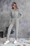 Ruched Raglan Sleeve Hoodie and Joggers Set