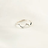 925 Sterling Silver Inlaid Zircon Wave Shape Ring