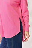 Zenana Round Neck Long Sleeve Slit Top