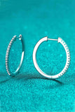 Rhodium-Plated Moissanite Hoop Earrings