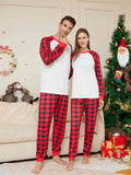 Full Size Raglan Sleeve Top and Plaid Pants Set